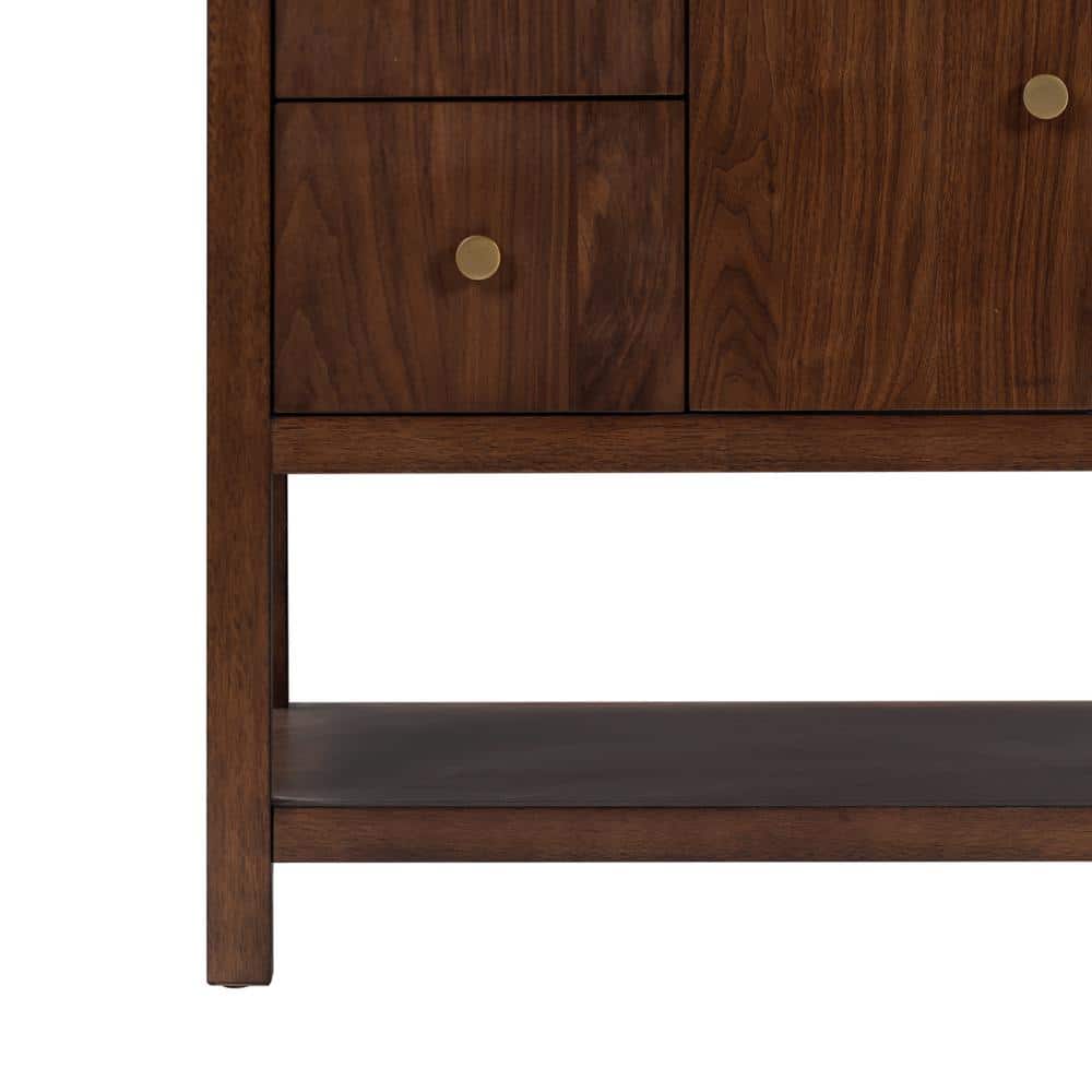 Zoe 48'' Walnut Single Bathroom Vanity Base with Gold Hardware