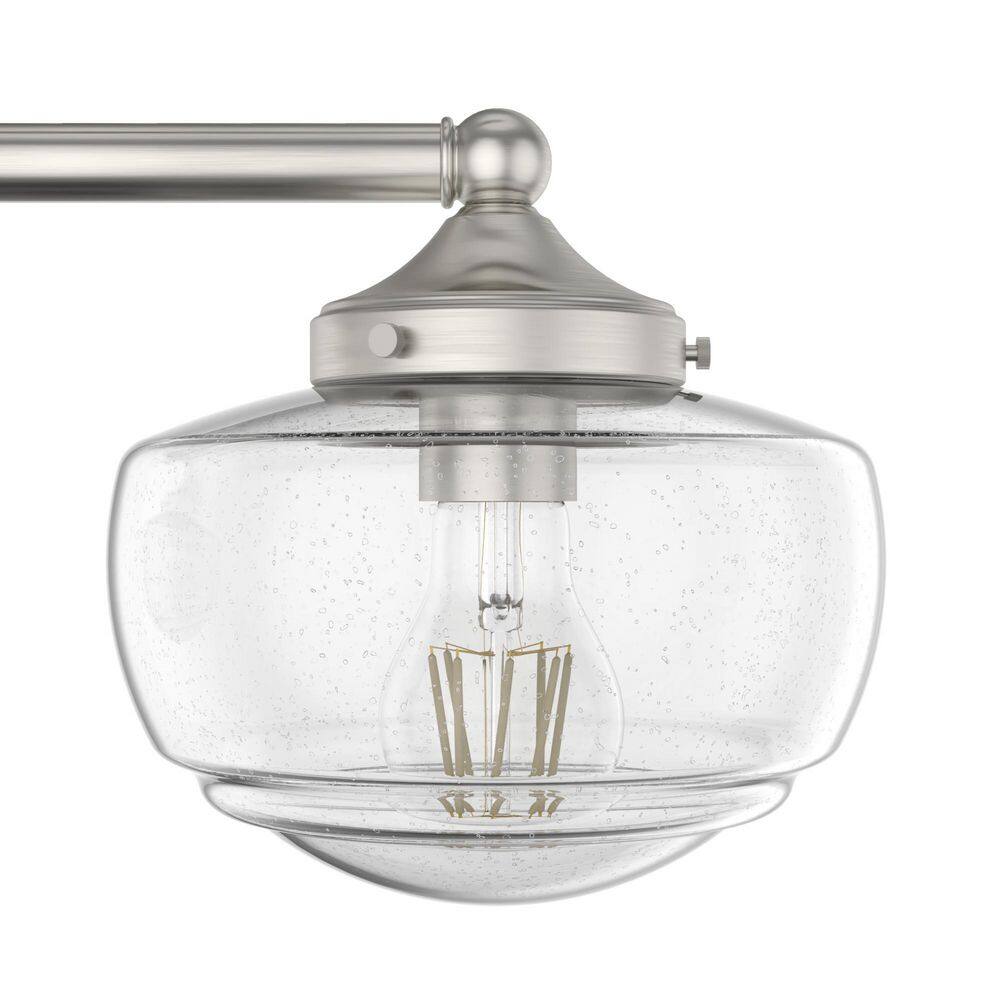 Saddle Creek Brushed Nickel 3-Light Schoolhouse Linear Chandelier