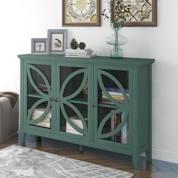 GODEER Green Accent Storage Cabinet Wooden Cabinet with Adjustable ...