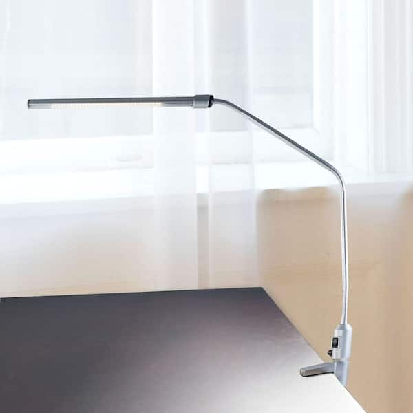 Lavish Home 41 in. Silver Modern Contemporary LED Clamp Desk Lamp