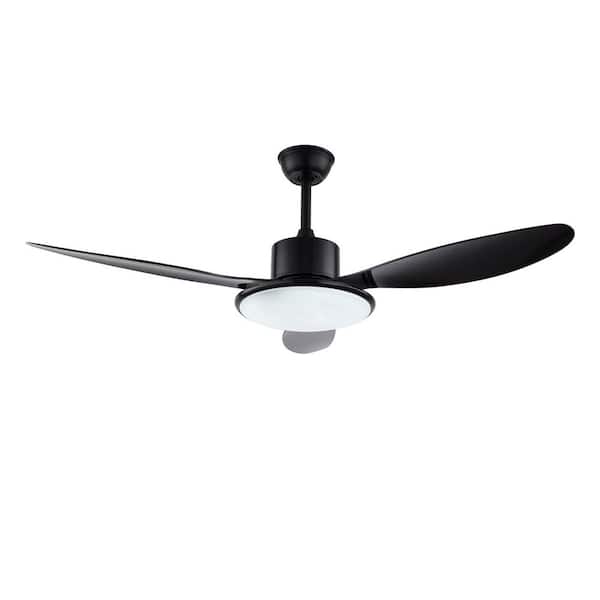 OUKANING 48 in. Modern Indoor Minimalist Style Integrated LED Black Ceiling Fan with Remote Control