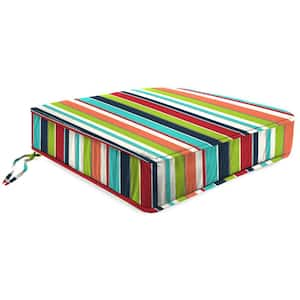 Sunbrella 22.5 in. x 21.5 in. Carousel Confetti Multicolor Stripe Rectangular Boxed Edge Outdoor Deep Seat Cushion