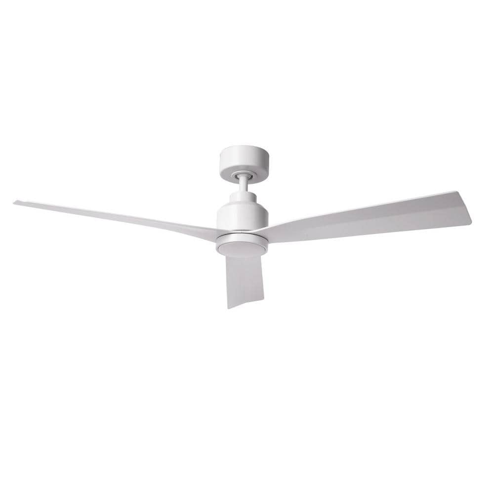 52" Matte White Smart Ceiling Fan with Remote and 3 Blades
