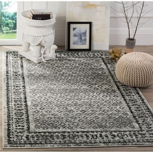 Adirondack Ivory/Silver 3 ft. x 5 ft. Border Geometric Area Rug