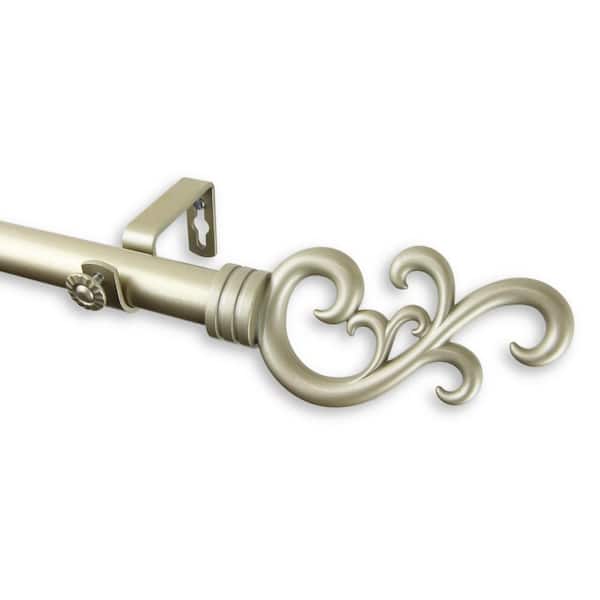 Rod Desyne Madeline 160 in. - 240 in. Adjustable 1 in. Dia Single Curtain Rod in Light Gold