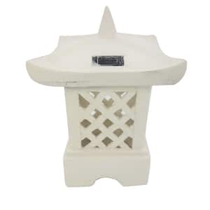 16 in. White Pagoda with Solar Light