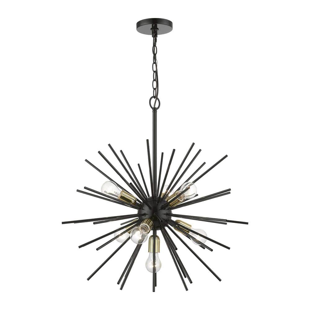 Tribeca Shiny Black and Brass 7-Light Sputnik Chandelier