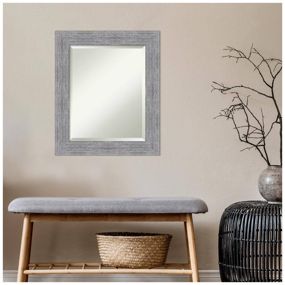 21" x 25" Gray Bark Rustic Framed Wall Mirror