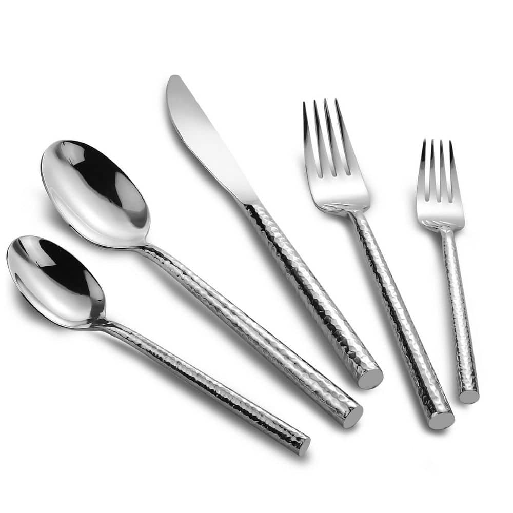 20-Piece Silver 18/10 Stainless Steel Flatware Set (Service for 4), Hand Forged Silverware Cutlery Set, Mirror Polish price history on PriceWatchPro