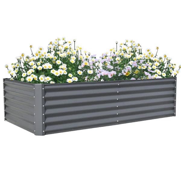 70.87 in. L x 35.43 in. W x 17.72 in. H Galvanized Metal Raised Garden Bed for Vegetables, Fruits, Flowers-Gray