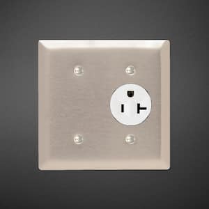 Pass & Seymour 302/304 S/S 2 Gang 1 Single Outlet 1 Strap Mount Blank Wall Plate, Stainless Steel (1-Pack)