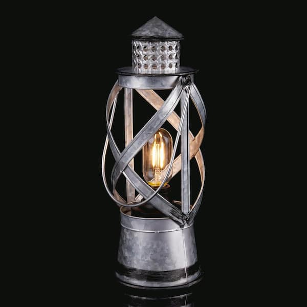 Indoor/outdoor Metal Vintage Lantern With Led Lights Silver - Alpine  Corporation : Target
