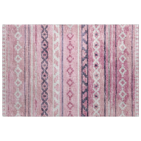 Dream Shag Premium Machine Washable Abstract ADS116 Pink 3 ft. x 4 ft. Area Rug