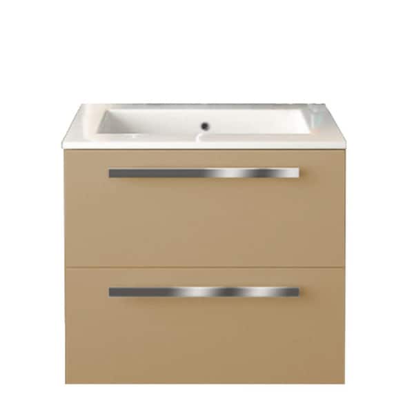 LaToscana Ameno 24 in. W x 18 in. D x 20 in. H Floating Bath Vanity in Sand with White Tekorlux Vanity Top with Basin