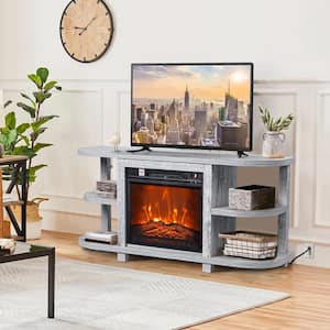 48 in. Light Gray Corner Fireplace TV Stand Media Console Fits TV's up to 55 in.