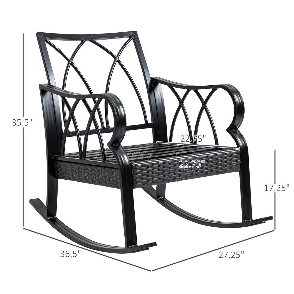 Ergonomic Grey Wicker Rocking Chair with Padded Cushions