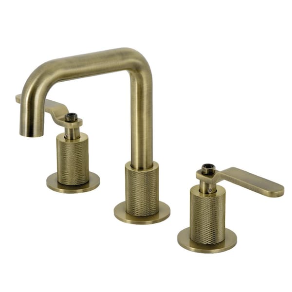 Kingston Brass Whitaker 8 in. Widespread Double Handle Bathroom Faucet in Antique Brass