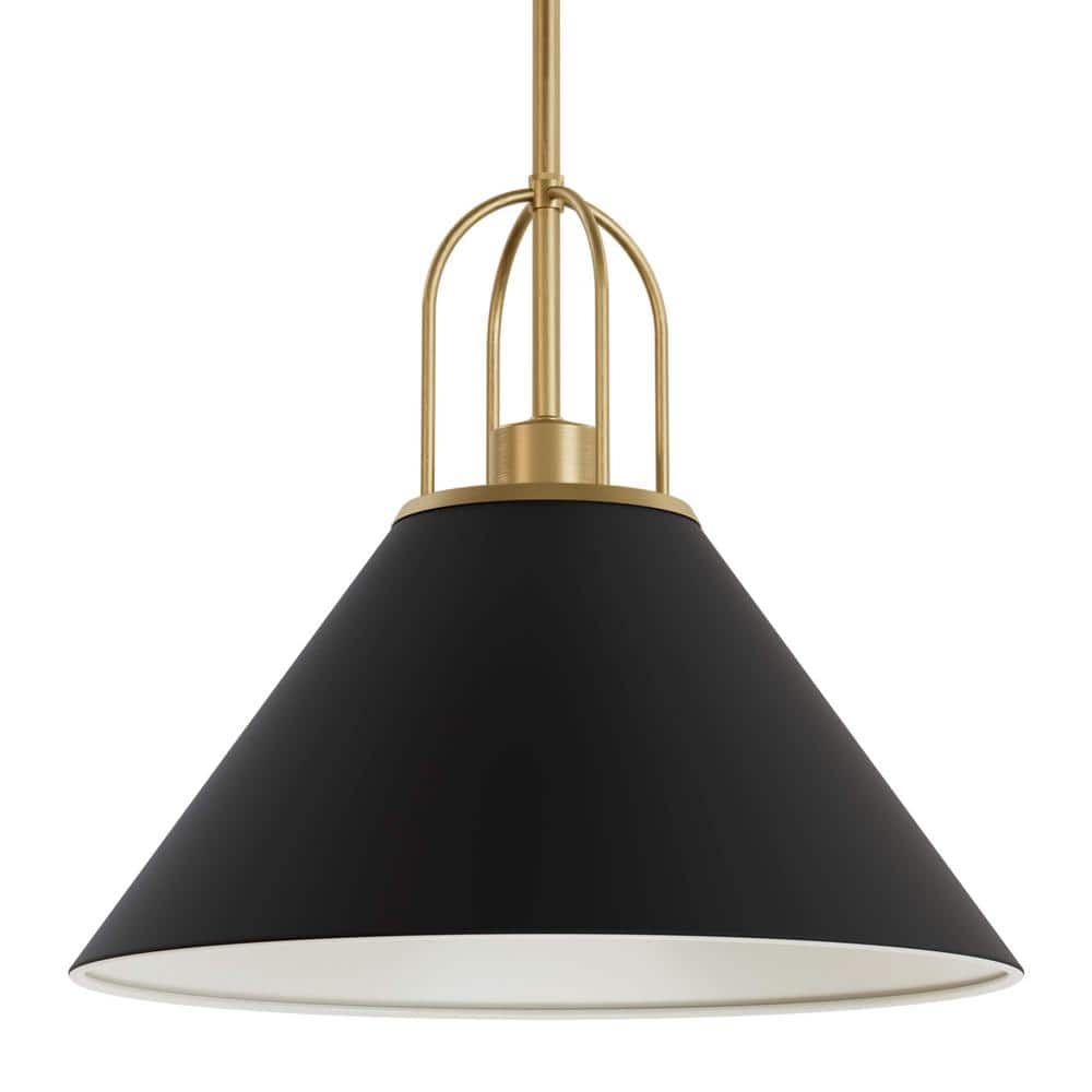 Hunter Carrington Isle 60Watt 1Light Matte Black Pendant Light with