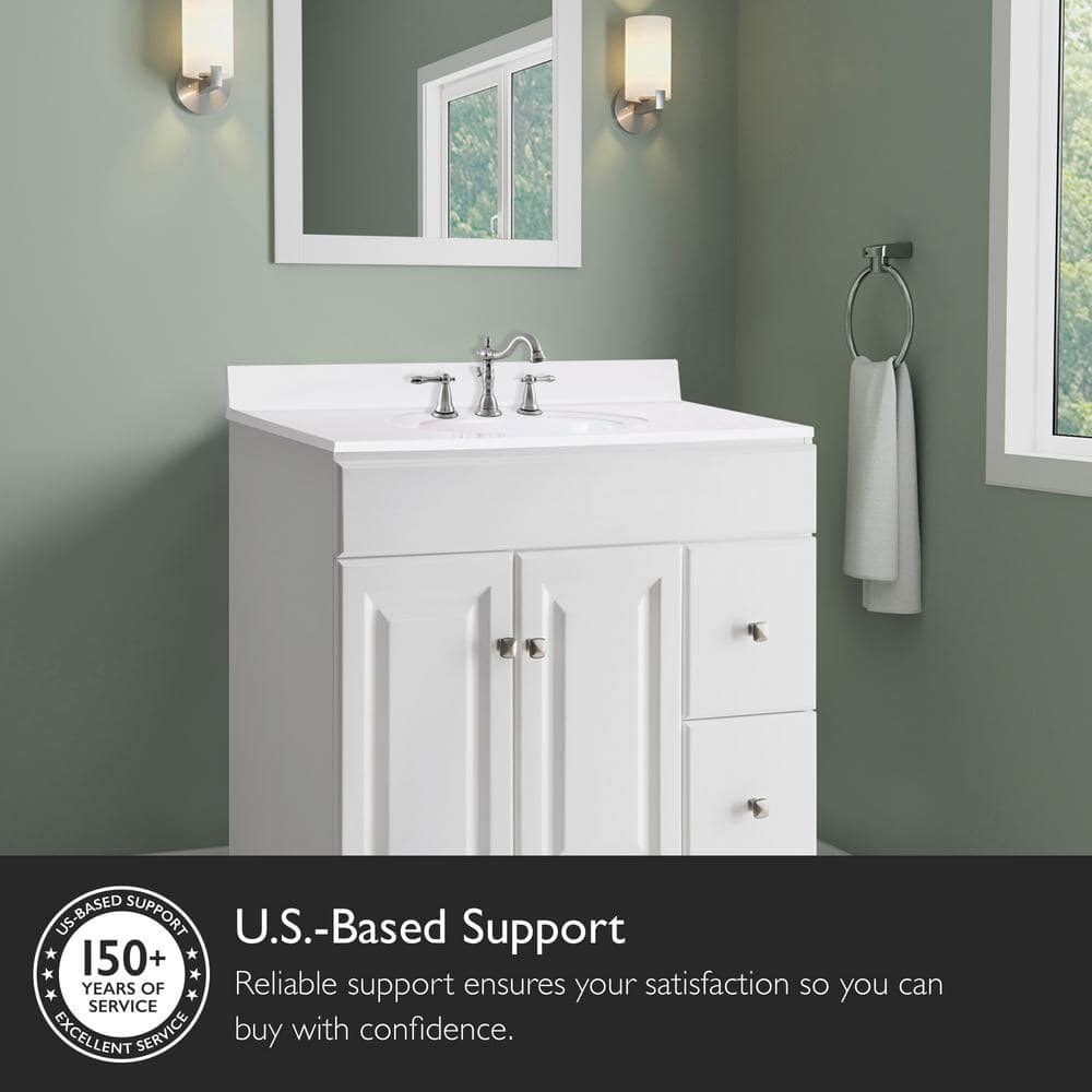 Solid White Cultured Marble 31-Inch Vanity Top with Backsplash