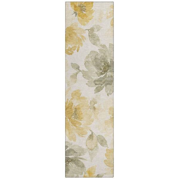 Chantille Machine Washable Indoor/Outdoor Abstract ACN3014 Cream 2 ft. x 7 ft. Runner Rug