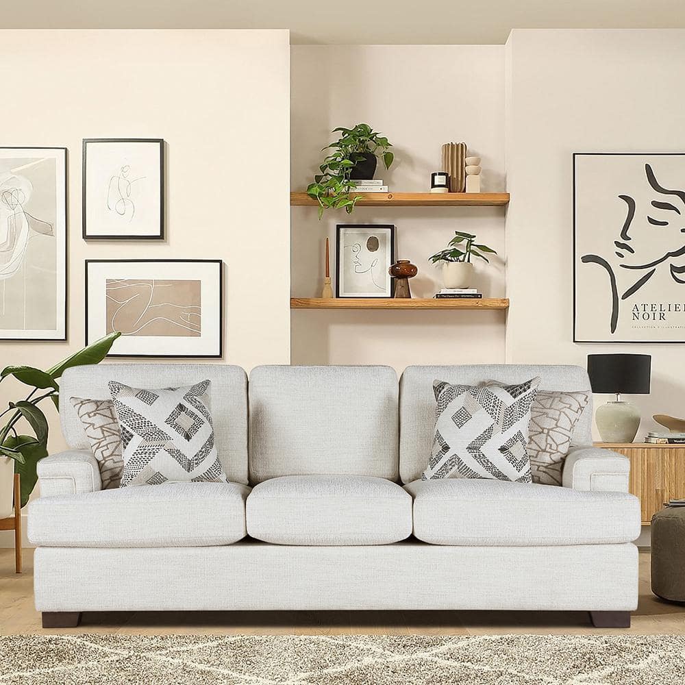 Beige Chenille Lawson Sofa with Removable Cushions