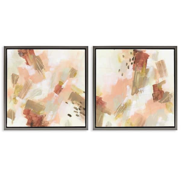 Stupell Industries Energetic Beige Palette by June Erica Vess 2 Pieces Gray Floater Frame Abstract Graphic Art Print 18 in. x 18 in.