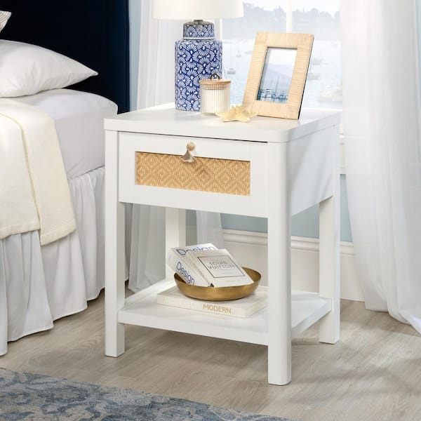 Isabella Isle White Engineered Wood Rectangular 26 in. Nightstand with Drawers