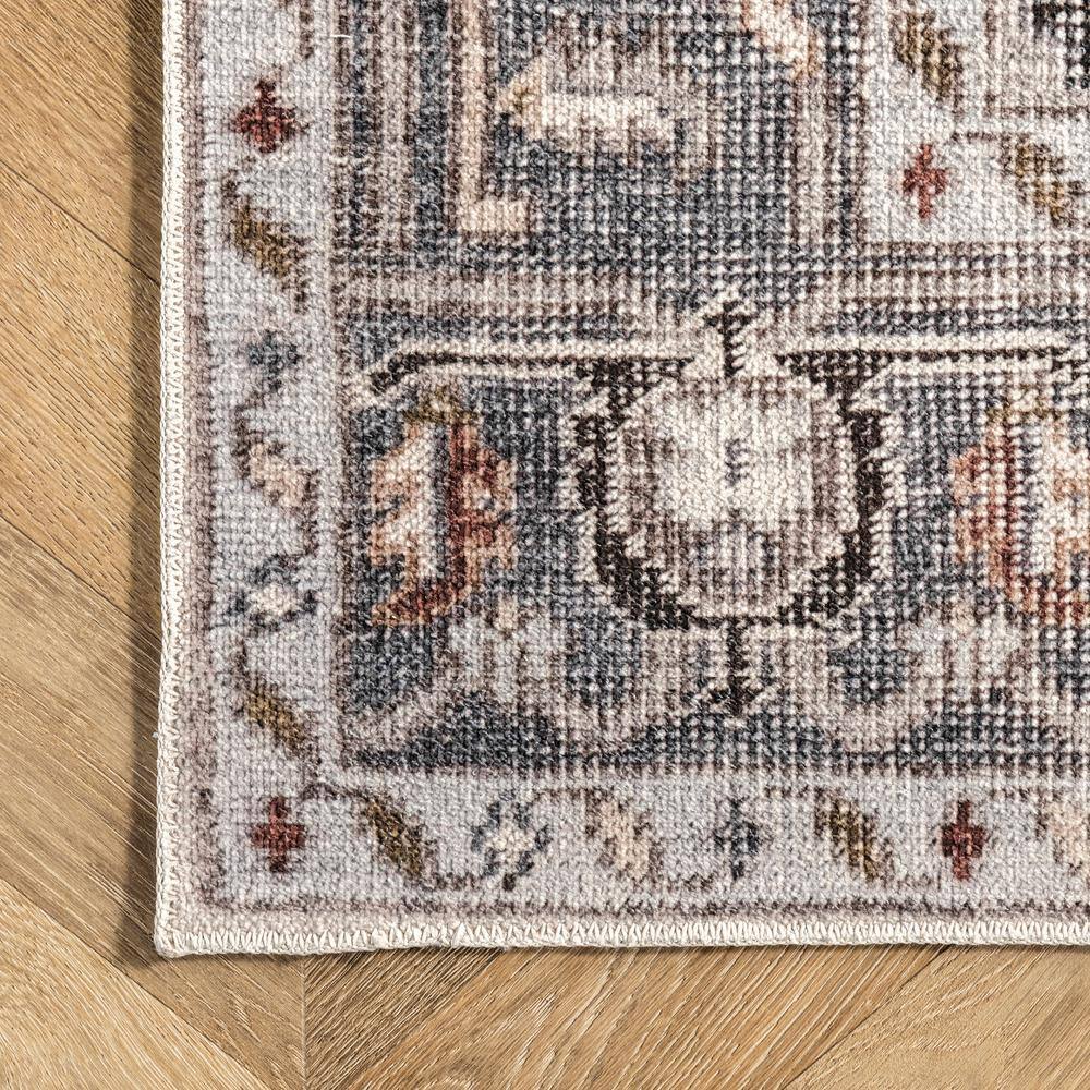 Ivory 8' x 10' Synthetic Medallion Washable Area Rug