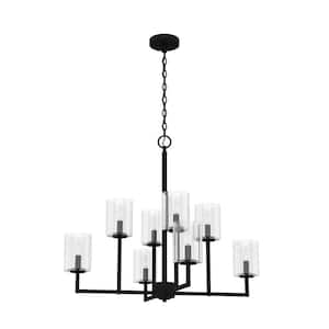 Kerrison 8-Light Natural Iron Geometric Chandelier with Clear Seeded Glass Shades