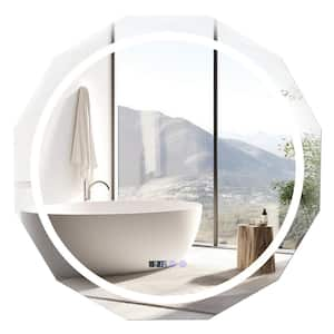 30 in. W x 30 in. H Round Frameless LED Wall Mount Bathroom Vanity Mirror