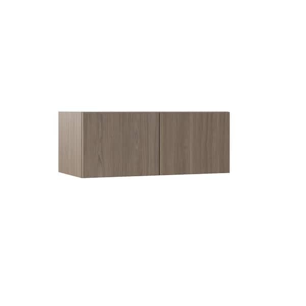 Hampton Bay Designer Series Edgeley Assembled 30x12x15 in. Deep Wall Bridge Kitchen Cabinet in Driftwood