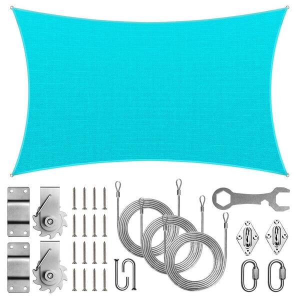 AMGO 14 ft. x 16 ft. Rectangle Sunshade Sail with Hardware TAWAL-Turquoise