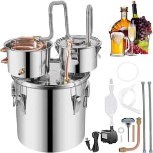 5 gal. Stainless Steel Alcohol Still with Copper Tube Built-in Thermometer and Water Pump Double Thumper Keg Brewing Kit