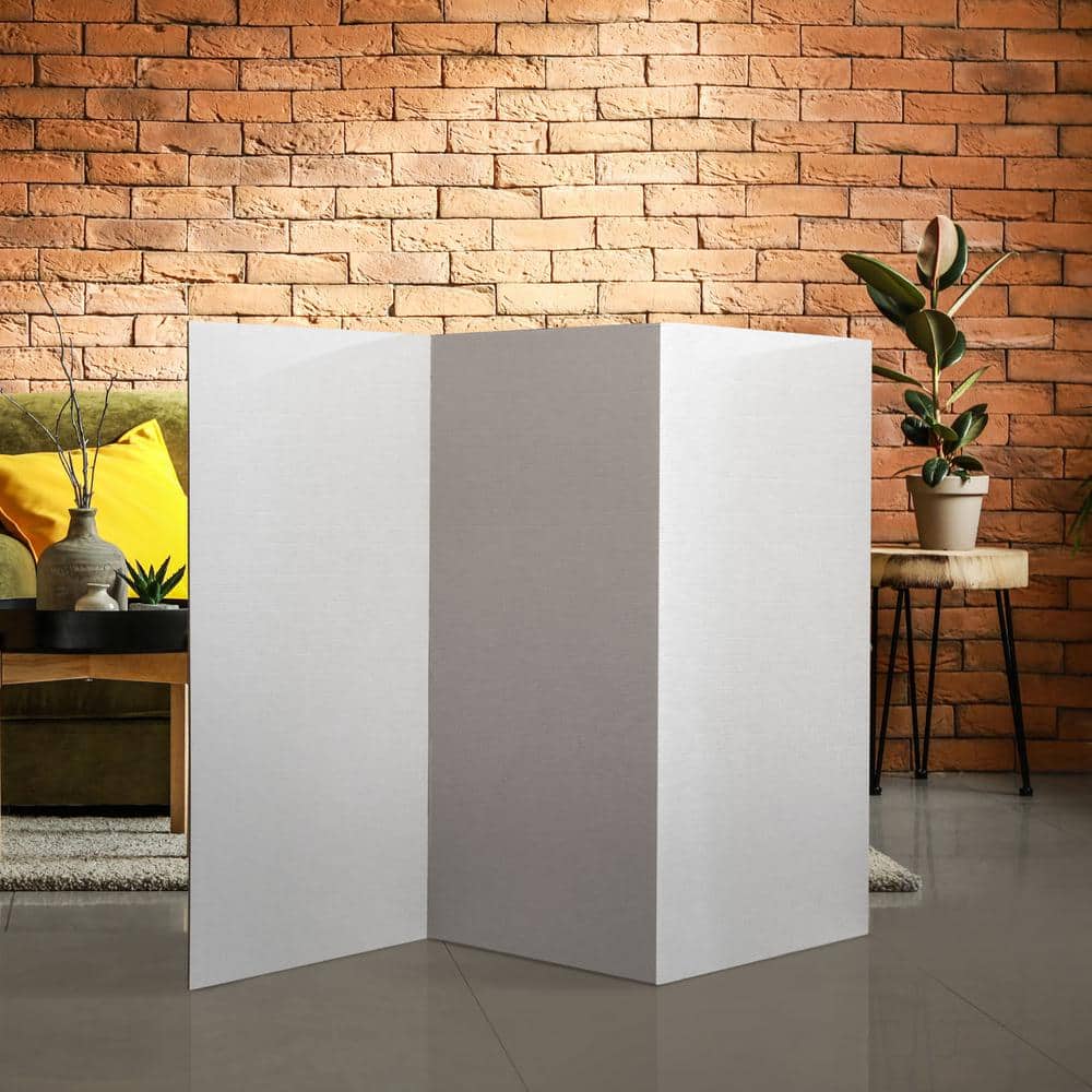 3 ft. Short White Cardboard Folding Screen with 3 Panels
