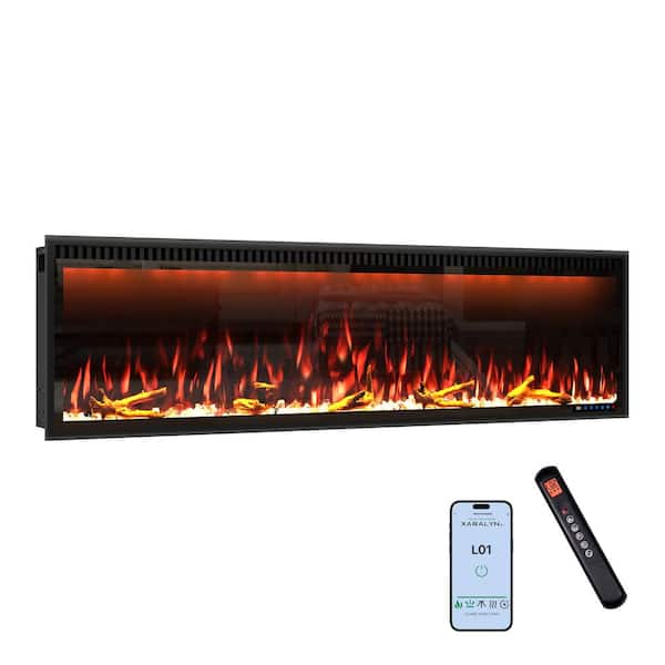 Luminara 60 in. WiFi-Enabled Recessed and Wall Mounted Electric Fireplace in Black with Alexa and Smart APP Control