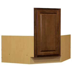 Hampton 36 in. W x 24 in. D x 34.5 in. H Ready to Assemble Corner Sink Base Kitchen Cabinet in Cognac without Shelf