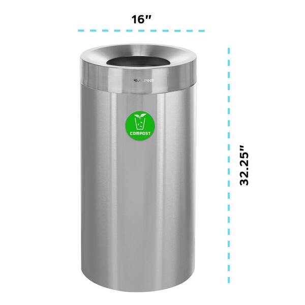 Better Homes & Gardens 10.5 Gal/ 40L Stainless Steel Oval Waste Can, Silver