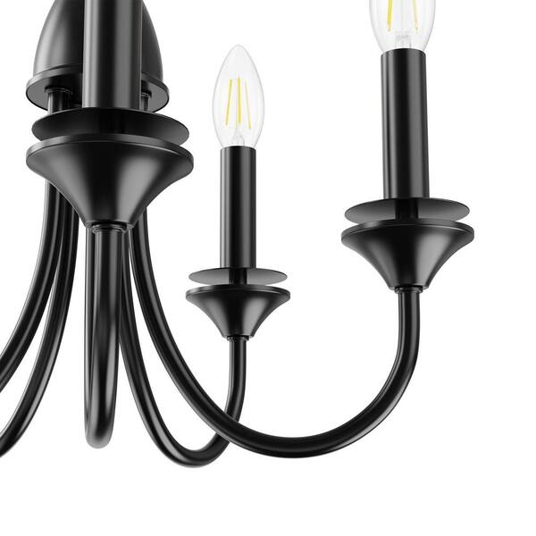 YANSUN 20 in. 5-Light Black Candle Style Empire Chandelier with