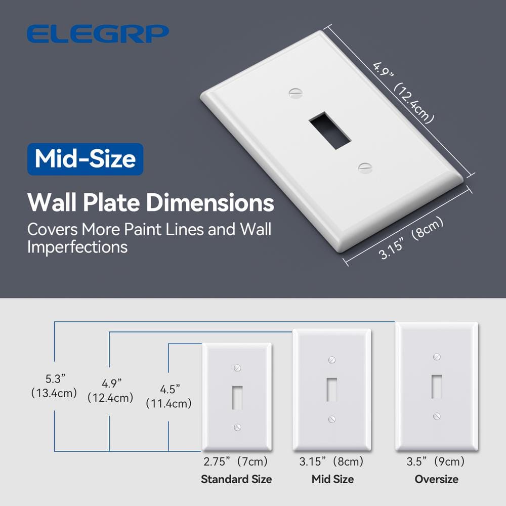 Glossy Black Rectangular Plastic 1-Gang Toggle Switch Wall Plate