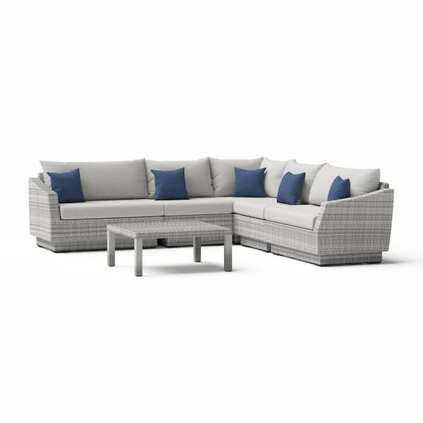Cannes 6-Piece Wicker Outdoor Sectional Set with Sunbrella Bliss Ink Cushions