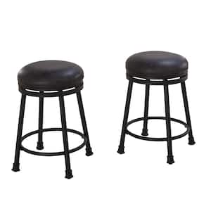 Claire 24 in. Black Base with Brown seat Swivel Counter Stool