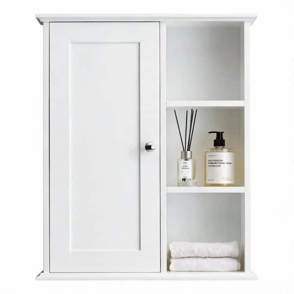 27.6 in. W x 23.6 in. H White MDF Surface Mount Medicine Cabinet without Mirror with Soft-Closing Doors and Versatile