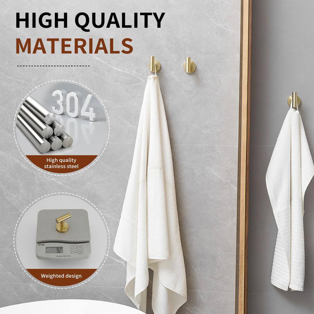 Brushed Gold Stainless Steel Wall Mounted J-Hook Set
