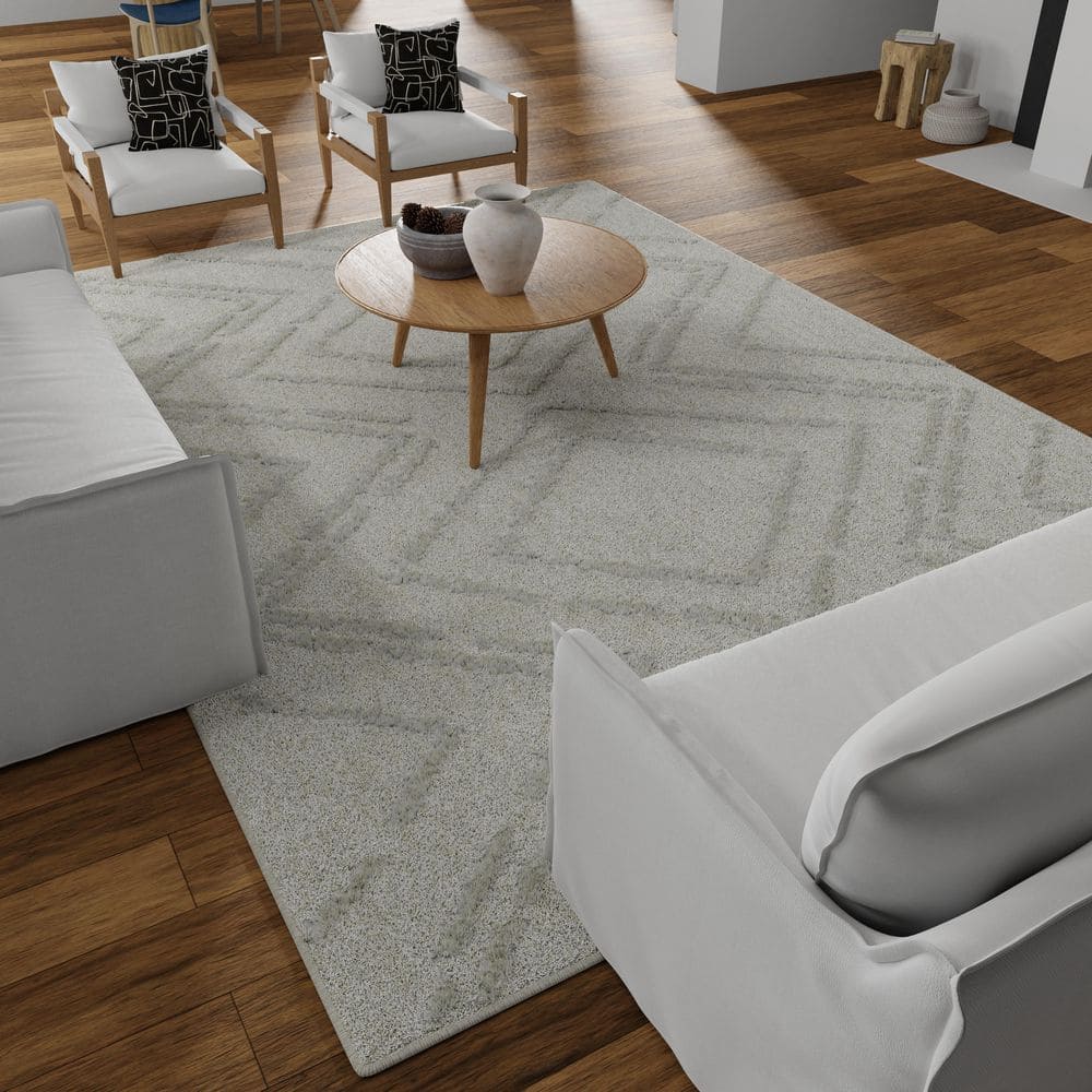 Cream 9' x 12' Stain-Resistant Synthetic Area Rug