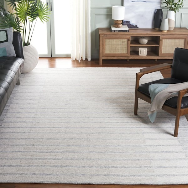 Ebony 8 ft. x 10 ft. Beige/Gray Striped Area Rug