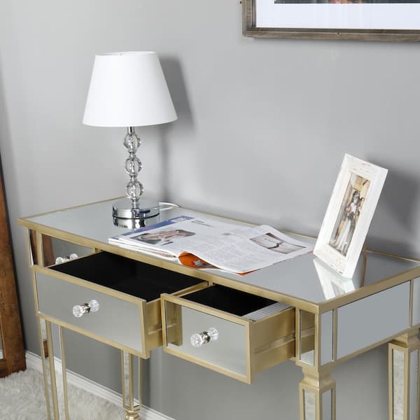 Karl home 1-Piece Gold Color Makeup Vanity Table with (3 Drawers) 301558810555