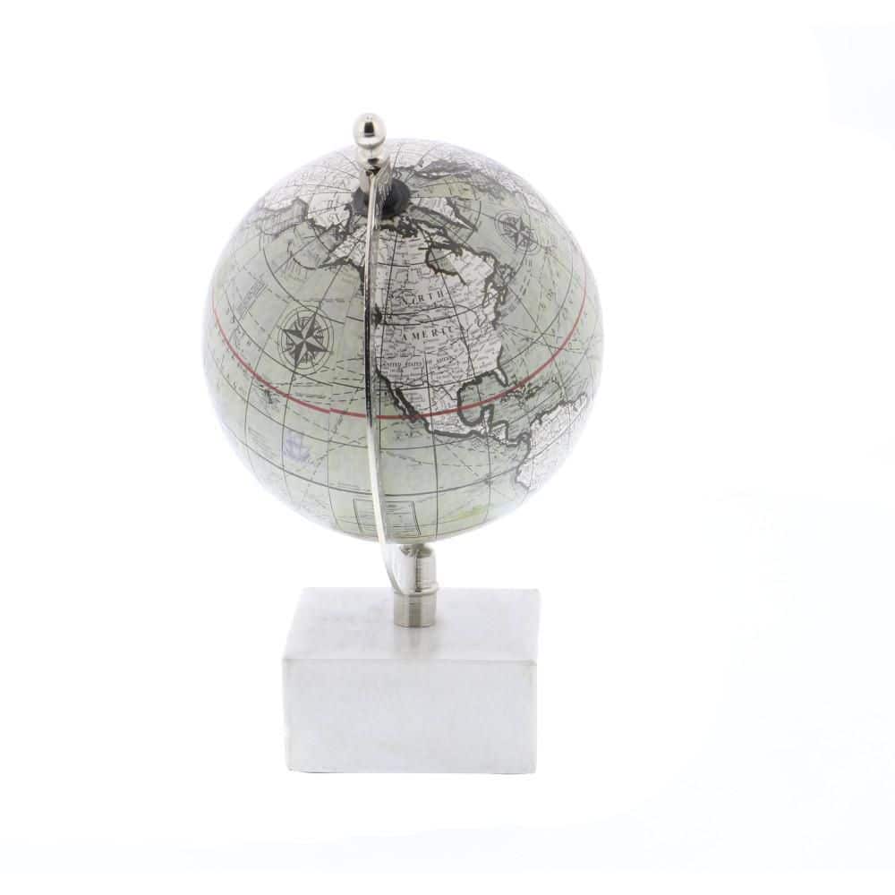 6" White Marble Base Globe Decorative Accent