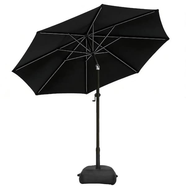 black market patio umbrella lohasco 9 ft. Market Patio Umbrella with Base and Push Button Tilt in Black  HD-MU-9B-Black