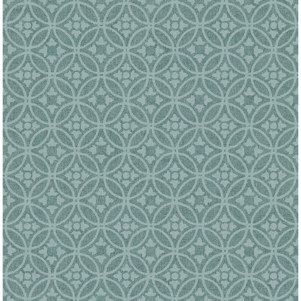 A-Street Prints Larsson Teal Ogee Wallpaper