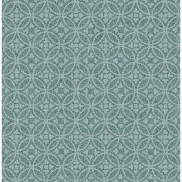 A-Street Prints Larsson Teal Ogee Wallpaper Sample